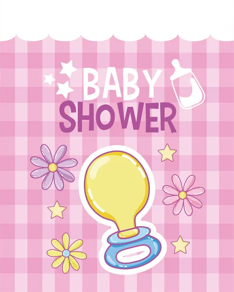 Baby Dusche Rosa Karte Vektor Illustration Grafik Design — Stockvektor