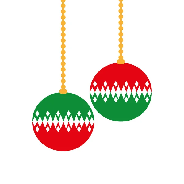 Bolas Círculo Todo Color Colgando Feliz Navidad Decoración Vector Ilustración — Archivo Imágenes Vectoriales