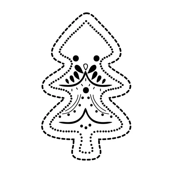 Gepunktete Form Kiefer Baum Weihnachtsdekoration Vektor Illustration — Stockvektor