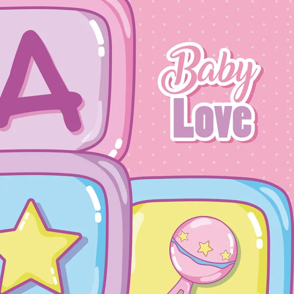 Baby Love Tecknat Med Pussel Leksaker Vektor Illustration Design — Stock vektor