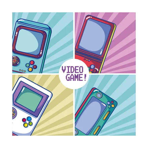 Videogame Retro Portable Consoles Vector Illustration Graphic Design — Stock Vector