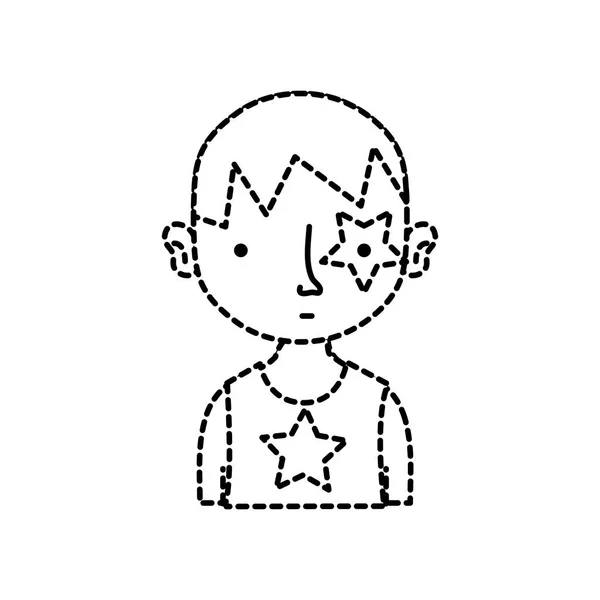 星のタトゥーと髪型ベクトル図点線図形少年ロッカー — ストックベクタ