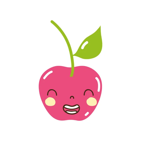 Colorful Cute Apple Kawaii Smile Fruit Vector Illustration — Stock Vector