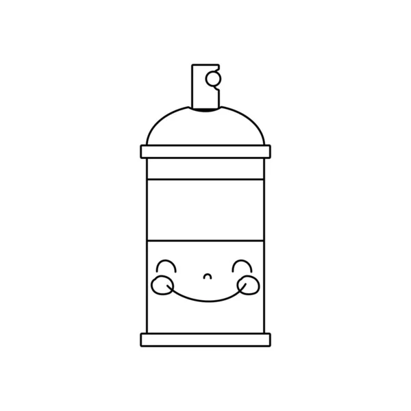 Line Kawaii Cute Happy Aerosol Spray Vector Illustration — Stock Vector