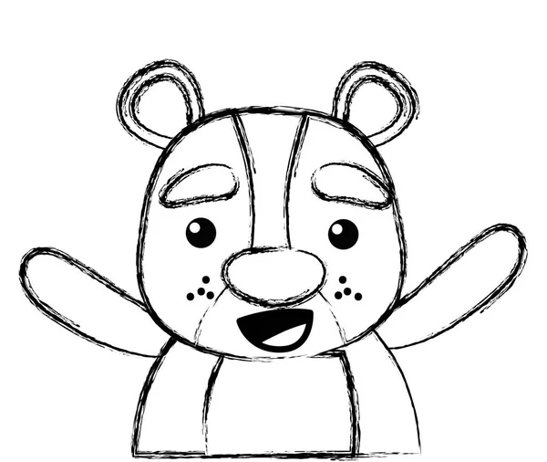 Гранж Чарівний Веселий Ведмідь Дика Тварина Векторні Ілюстрації — стоковий вектор
