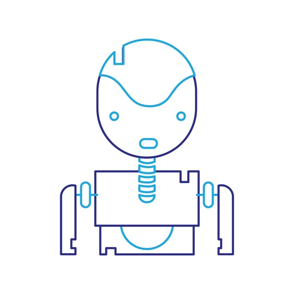 Color Line Tecnology Robot Face Chest Design Vector Illustration — Stock Vector