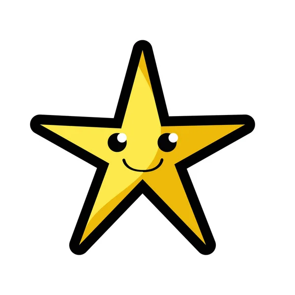 微笑闪亮的明星卡瓦伊卡通矢量插图 — 图库矢量图片