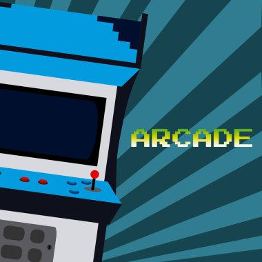 Arcade vintage videgame çizgili arka plan vektör illüstrasyon kavramı üzerinde