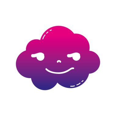 siluet rogue ve sevimli bulut kawaii hava illüstrasyon vektör