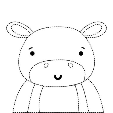 vahşi hayvan vektör çizim şekli çok güzel ve mutlu su aygırı noktalı