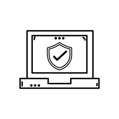 satır kalkan güvenlik koruma dizüstü bilgisayar teknoloji vektör çizim içinde