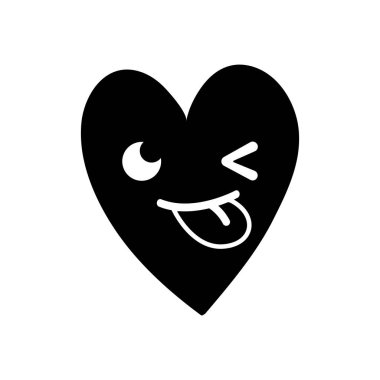 kontur şirin komik kalp kawaii karikatür vektör çizim
