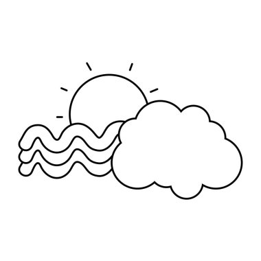 çizgi güneş ve gökyüzünde bulut ile parlak gökkuşağı illüstrasyon vektör