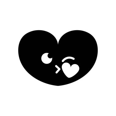 kontur sevimli kalp öpücük kawaii karikatür vektör çizim ile