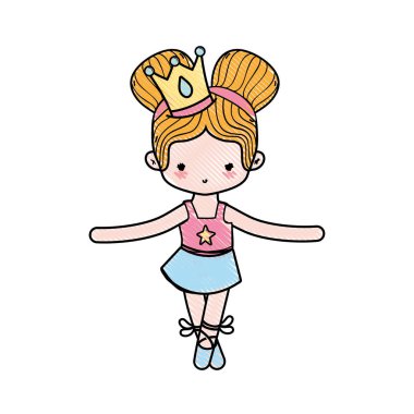 rendelenmiş kız pratik bale iki buns saç tasarım ve profesyonel giyim vektör çizim ile