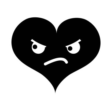 kontur kızgın kalp tutku kawaii karakter vektör çizim