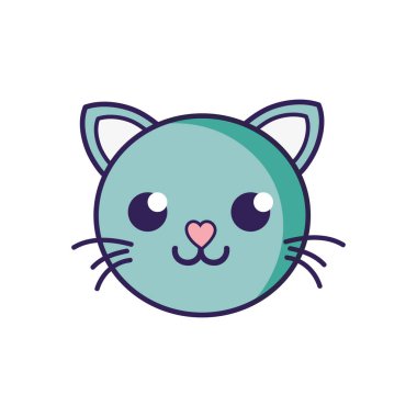mutlu kedi baş sevimli hayvan vektör çizim