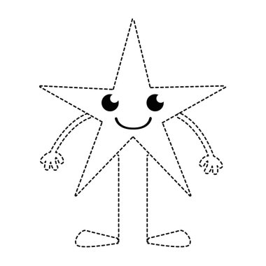 vektör çizim şekli gülümseme yıldız kawaii kolları ve bacakları ile noktalı