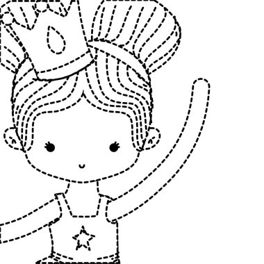 Bale iki buns saç vektör çizim ile noktalı şekli kız