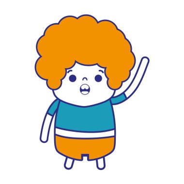 kıvırcık saçlı ve hayret yüz vektör çizim renkli çocuk