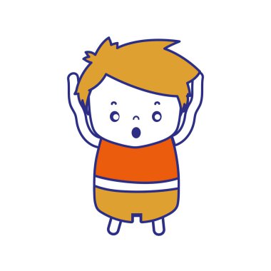 saç tasarım ve korkmuş yüz vektör çizim renkli çocuk