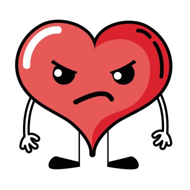 kızgın kalp tutku kawaii kolları ve bacakları ile vektör çizim