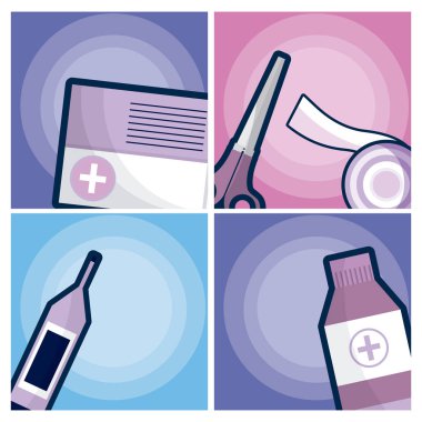 Tıp ve ilaç simgeler vektör çizim grafik tasarım