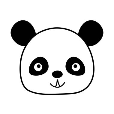 vahşi hayvan vektör çizim siluet mutlu panda baş