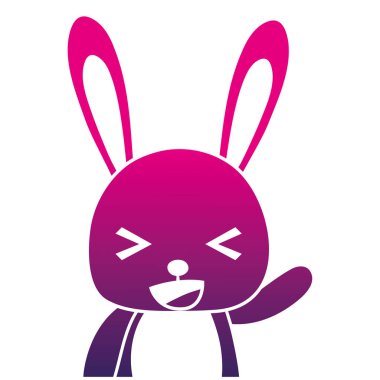 siluet çok güzel ve neşeli tavşan vahşi hayvan vektör çizim renk