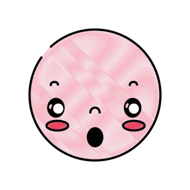 rendelenmiş kawaii baş sevimli korkmuş yüz vektör çizim ile