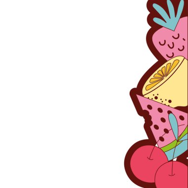 tam renkli lezzetli taze meyve arka plan tasarlamak vektör