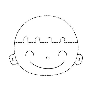 Şekil mutlu avatar çocuk kafa saç vektör çizim ile noktalı