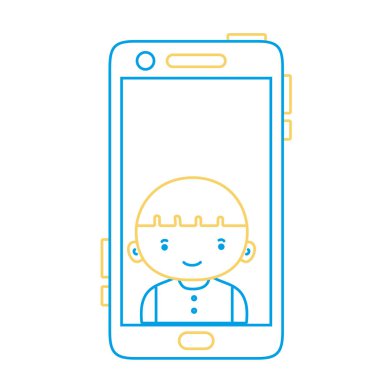 renkli smartphone teknoloji çocuk kişi iletişim vektör çizim ile