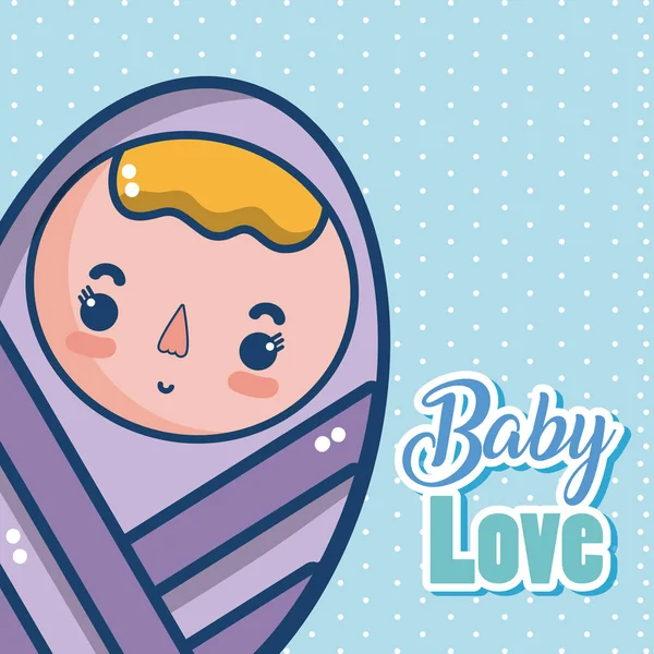 Kaart Van Liefde Van Baby Met Leuke Tekenfilms Vector Illustratie — Stockvector