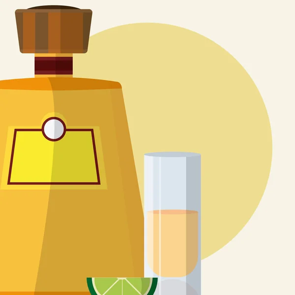 Garrafa Tequila Com Desenho Gráfico Ilustração Vetorial —  Vetores de Stock