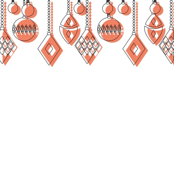 颜色不同的球悬挂装饰圣诞节矢量插图 — 图库矢量图片