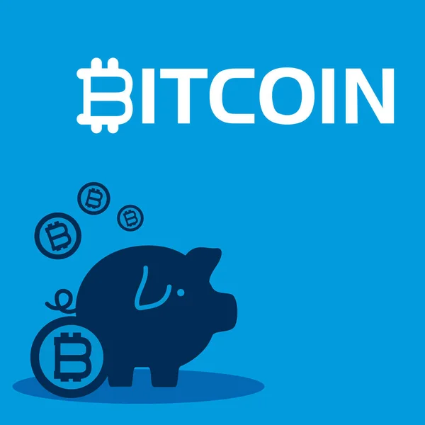 Piggy Con Bitcoins Sobre Fondo Azul Vector Ilustración Diseño Gráfico — Archivo Imágenes Vectoriales