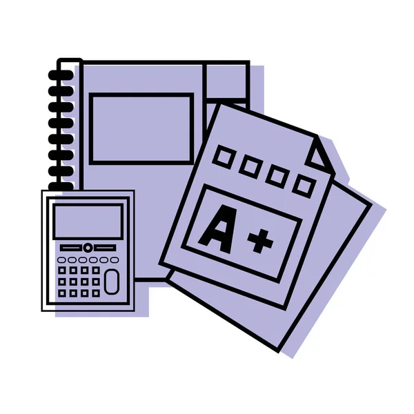 Cuaderno Color Objeto Calculadora Con Ilustración Vectores Educación Calificación — Vector de stock