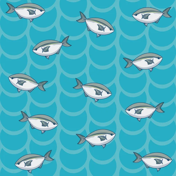 Fisch Cartoons Muster Blau Hintergrund Vektor Illustration Grafik Design — Stockvektor