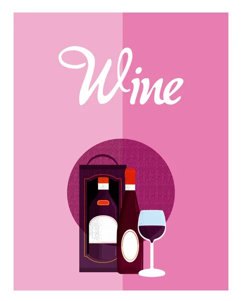 Wine Menu Cover Bottle Cup Vector Illustration Graphic Design — Stock Vector