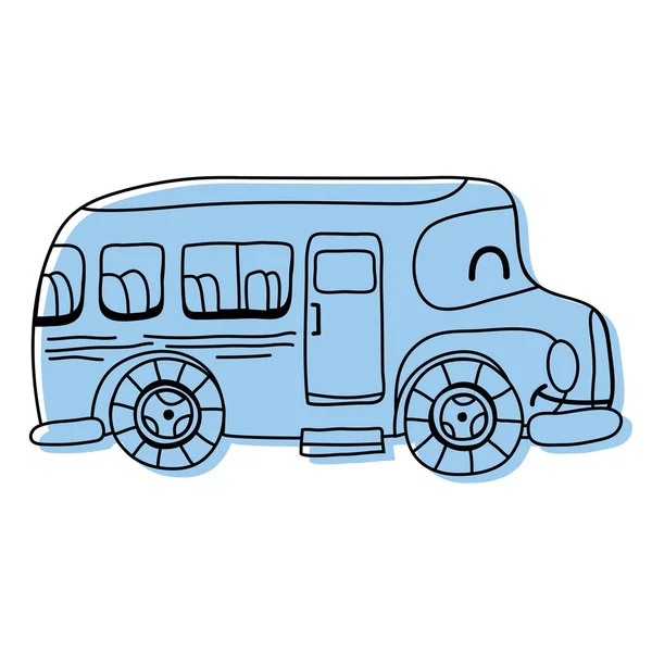 Χρώμα Kawaii Χαμόγελο Σχολικό Λεωφορείο Μεταφοράς Εικονογράφηση Διάνυσμα — Διανυσματικό Αρχείο