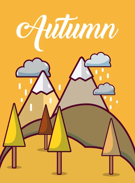 Tiempo Otoño Paisaje Lindo Tarjeta Vector Ilustración Diseño Gráfico — Vector de stock