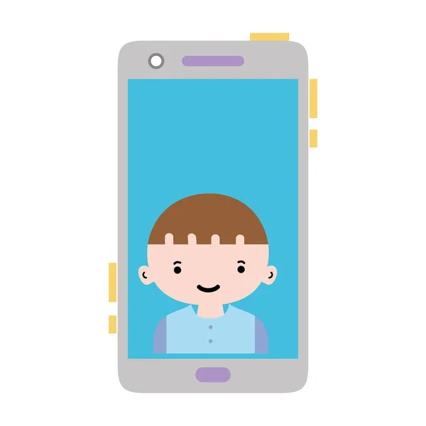 Technologie Smartphone Coloré Avec Illustration Vectorielle Communication Garçon Personne — Image vectorielle