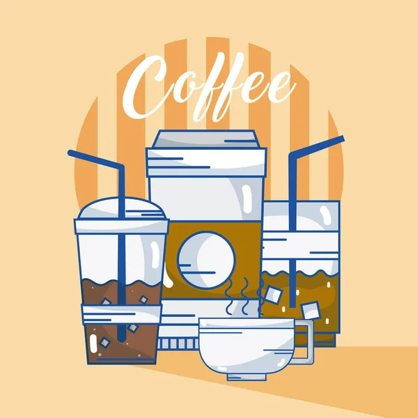 Differents Coffee Cups Vector Illustration Graphic Design — Stock Vector