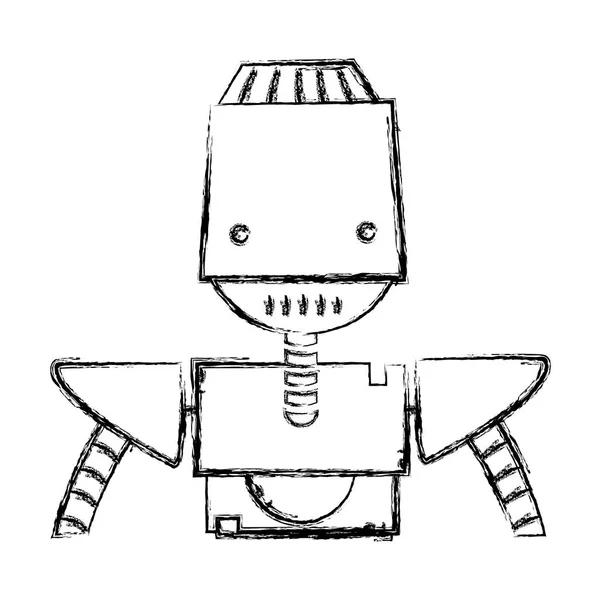 Figura Cara Robot Con Brazos Tecnología Ilustración Vectores Pecho — Archivo Imágenes Vectoriales