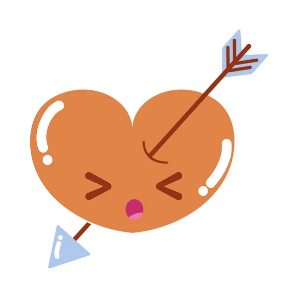 Colorful Sleeping Heart Arrow Kawaii Character Vector Illustration — Stock Vector