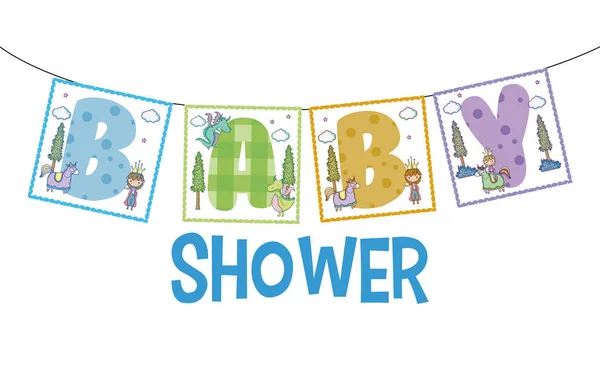 Baby Dusche Niedlich Banner Vektor Illustration Grafik Design — Stockvektor