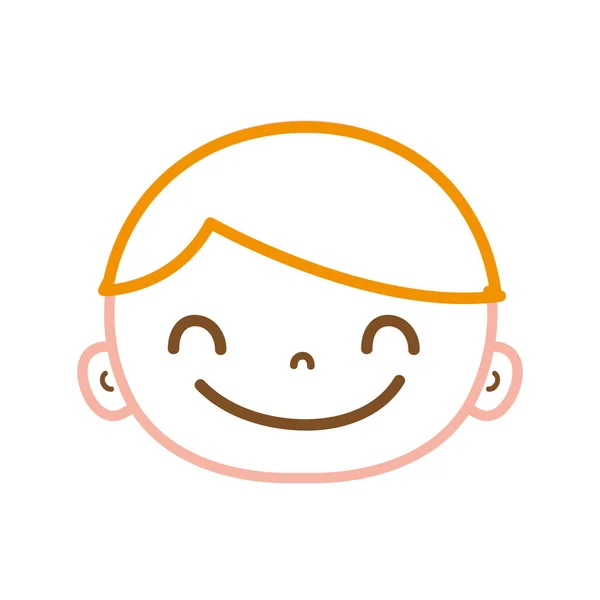 Χρώμα Γραμμής Ευτυχισμένη Avatar Αγόρι Πρόσωπο Εικονογράφηση Διάνυσμα Μαλλιά — Διανυσματικό Αρχείο