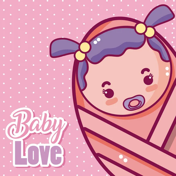 Baby Love Karta Roztomilé Kreslené Vektorové Ilustrace Grafický Design — Stockový vektor