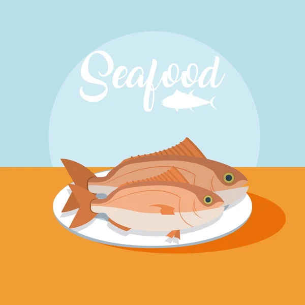 Fishes Dish Vector Illustration Graphic Design — Stock Vector